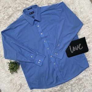 Chaps Button Down Wrinkle Free Dress Shirt 💗 Blue